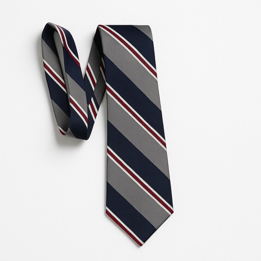 Frank & Oak silk tie slim classic striped design lightweight mens 60in navy grey